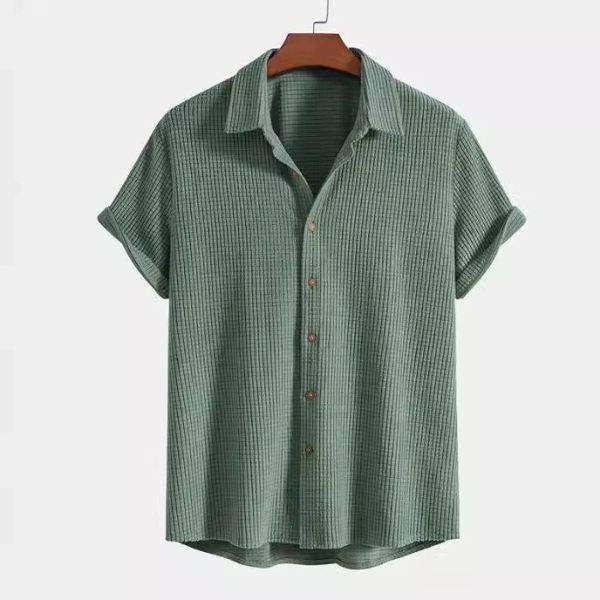 Men's Casual Loose Plaid Short Sleeve Shirt